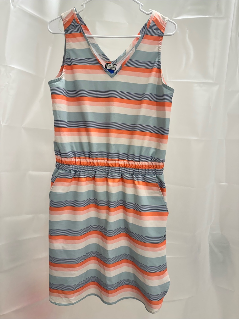 Kavu Striped Blue & Orange Trim dress